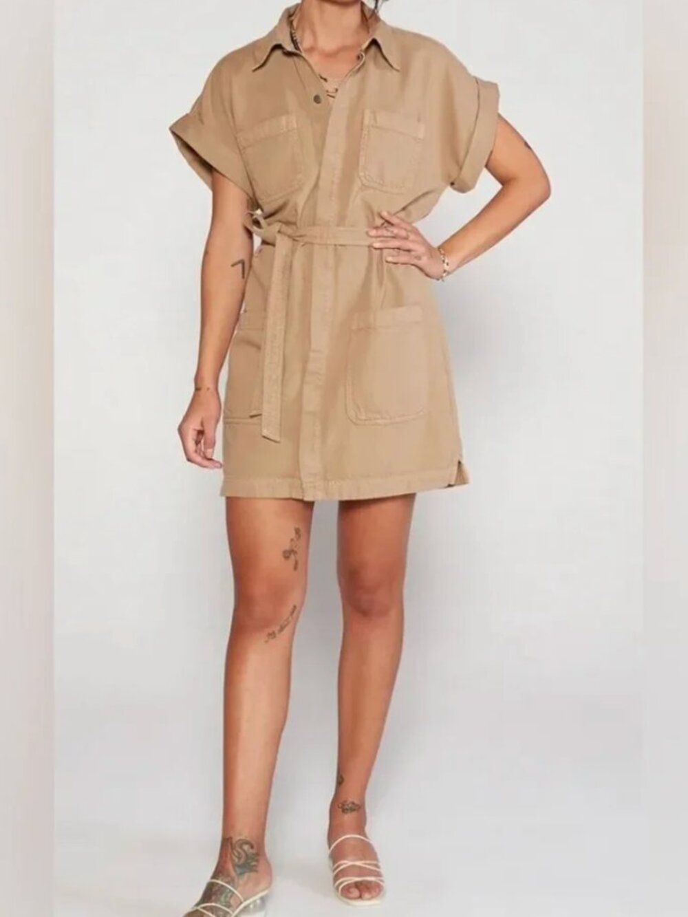 NWT ETICA Women’s Austyn Safari Dress Cuban Sand Khaki - Size S